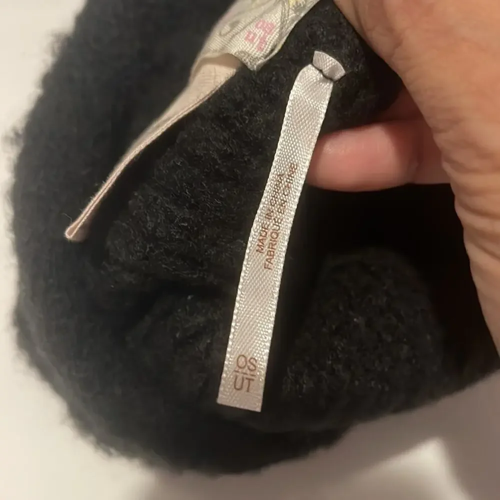 Free People Dreamland Knit Beanie Black One Size Fits Most